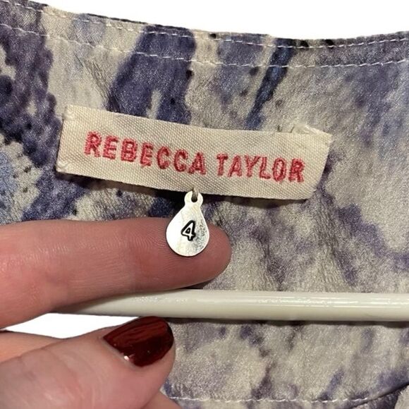 Rebecca Taylor- Semi Sheer 100% Silk Naked Skin Beach Blouse, Size 4 - Picture 4 of 15